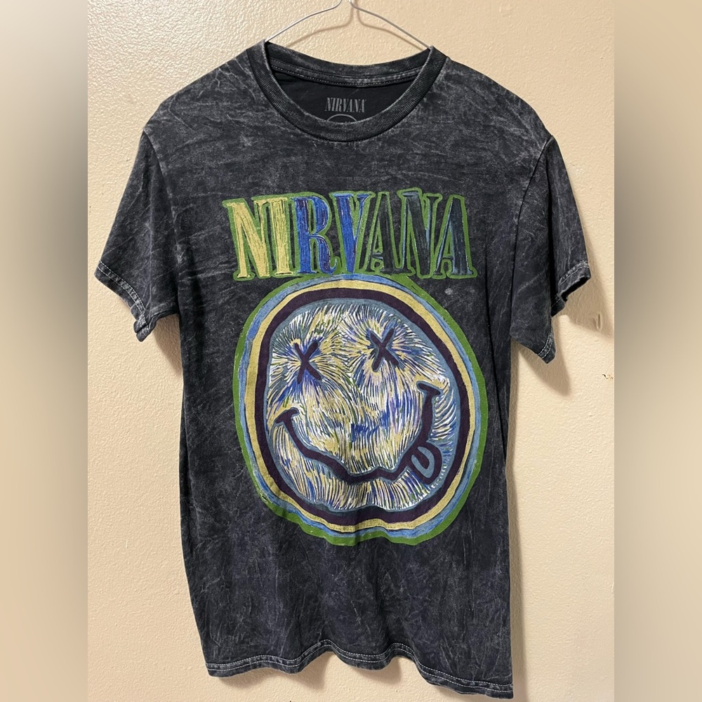 NIRVANA Black Smiley Face Tee